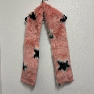 NEW Blush Pink Star Faux Fur Scarf by Skinnydip Coquette Glam Rocker Chic